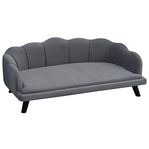 PawHut Pet Sofa for Medium And Large Sized Dog With Extra Cushion Solid Wood Legs Charcoal Grey PawHut