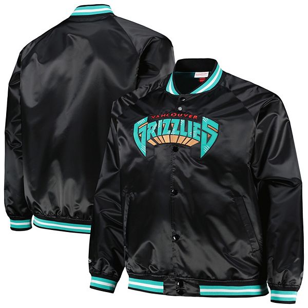 Мужская Повседневная куртка Mitchell & Ness Черная Vancouver Grizzlies Big & Tall Hardwood Classics Wordmark Satin Raglan Full-Zip Mitchell & Ness