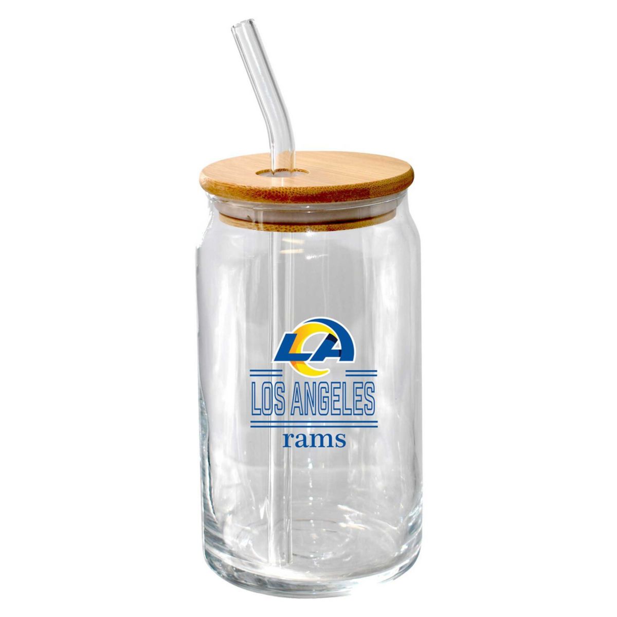 The Memory Company Los Angeles Rams 16oz. Classic Crew Beer Glass with Bamboo Lid The Memory Company