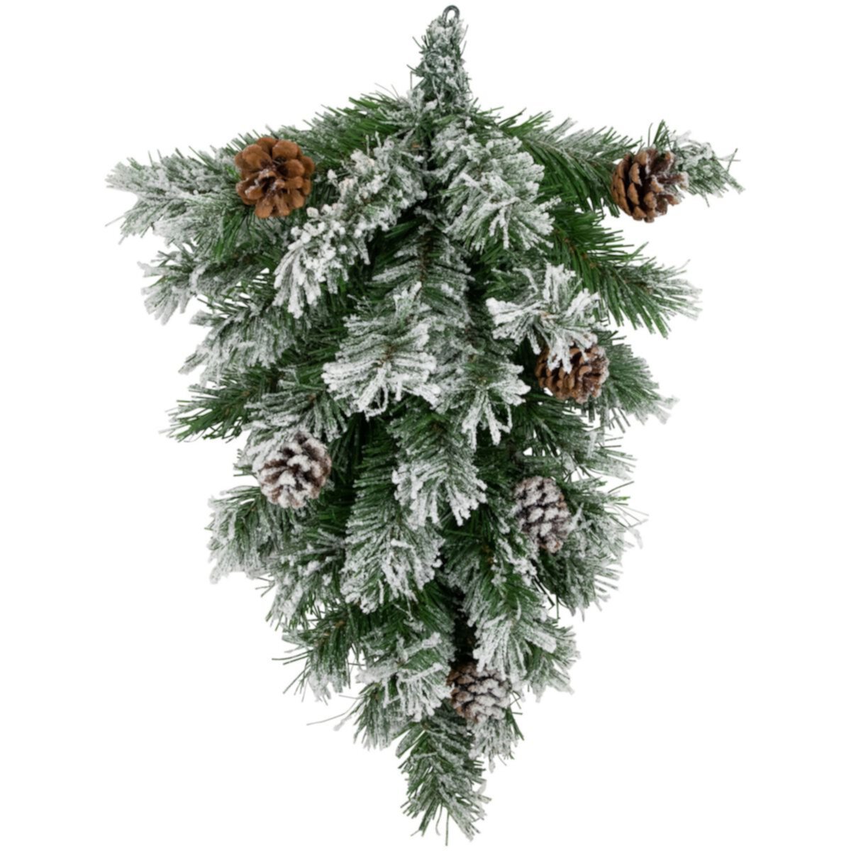 Northlight 22-in. Snowy Flocked Angel Pine Christmas Teardrop Swag Northlight