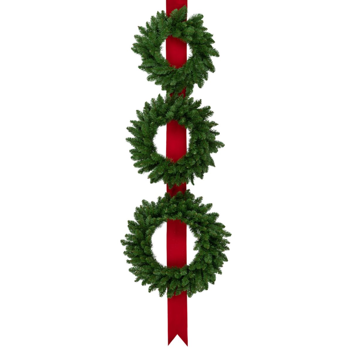 Northlight Set of 3 Wreaths on Red Ribbon Hanging Christmas Decoration Northlight