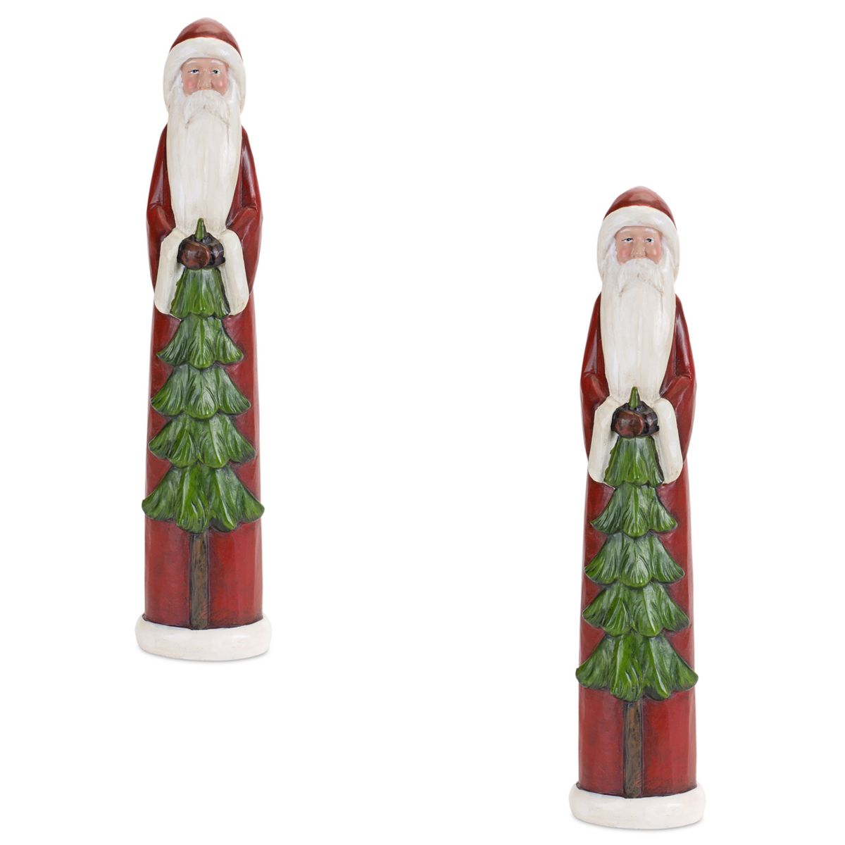 Melrose Carved Santa Figurine Table Decor 2-piece Set Melrose