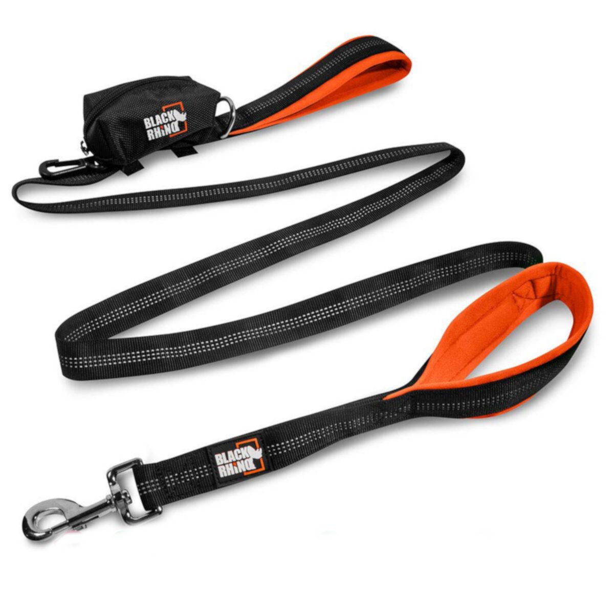 Heavy Duty Dog Leash 6ft Long With Two Traffic Padded Comfort And Double Handle Reflective Lead Black Rhino