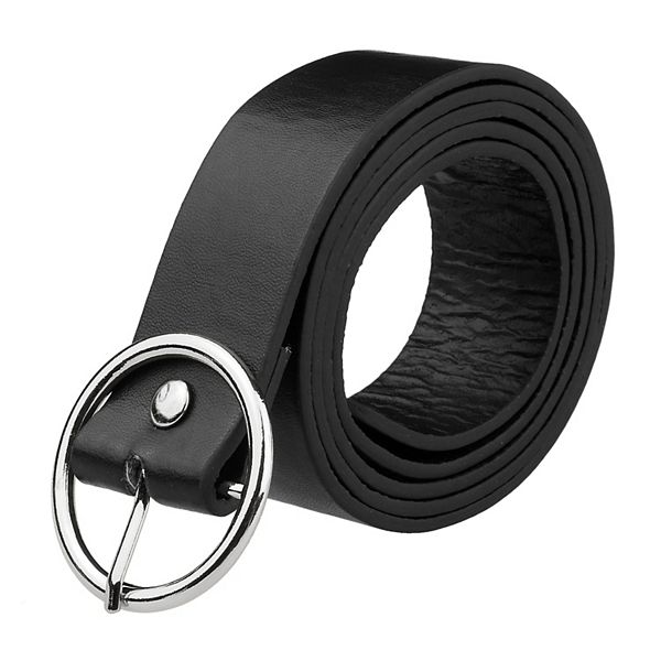 Women's Leather Belts Black Waist Belt With Pin Buckle For Dress Jeans Elerevyo