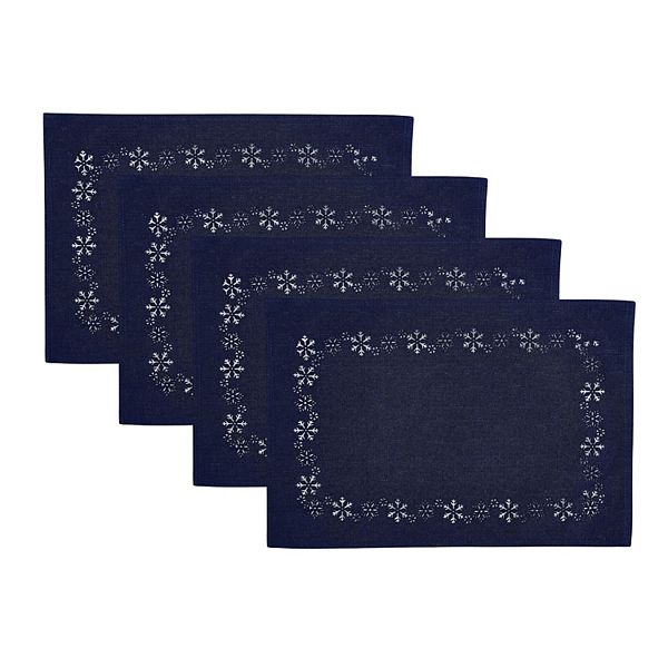 Elrene Home Fashions Snowflake Laser Cut Placemats, Set Of 4,13&#34;x19&#34; Elrene