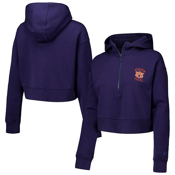 Женская Футболка Under Armour Navy Auburn Tigers Inline Modest Cropped Half-Zip Hoodie Under Armour