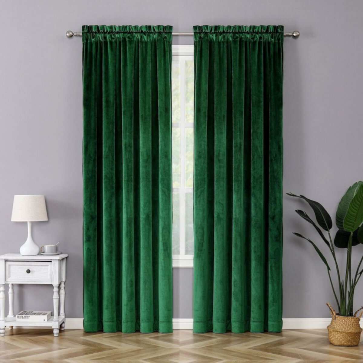 Kate Aurora Royal Living 2 Pack Rod Pocket Light Filtering Velvet Window Curtain Panels Kate Aurora