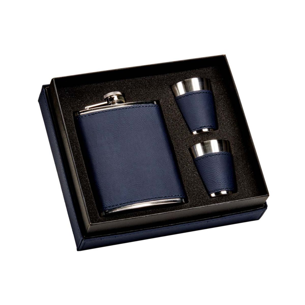 Leatherette Flask & Stainless Steel Shot Glass Set Creative Gifts International