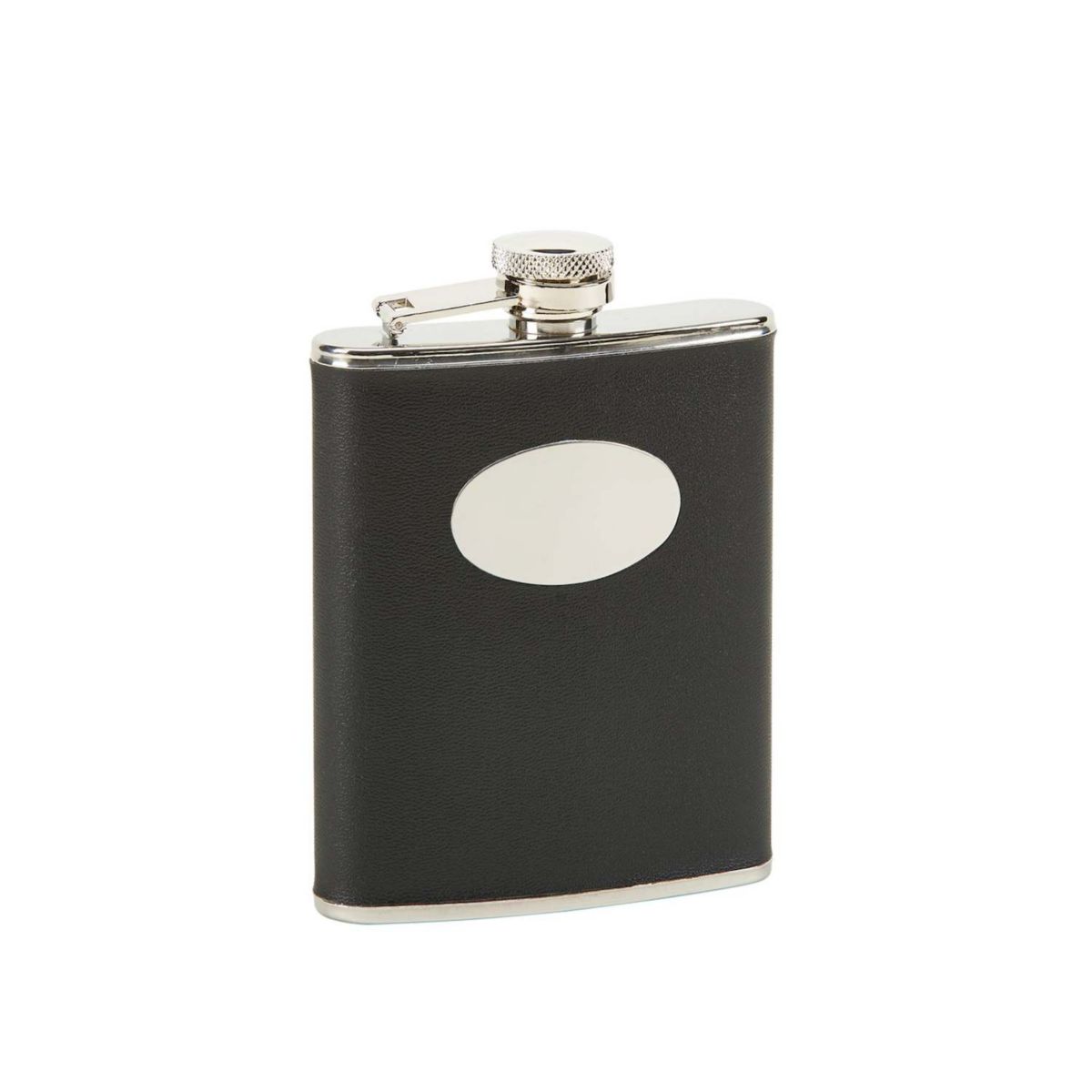 Black Leatherette Flask With Engraving Plate Creative Gifts International