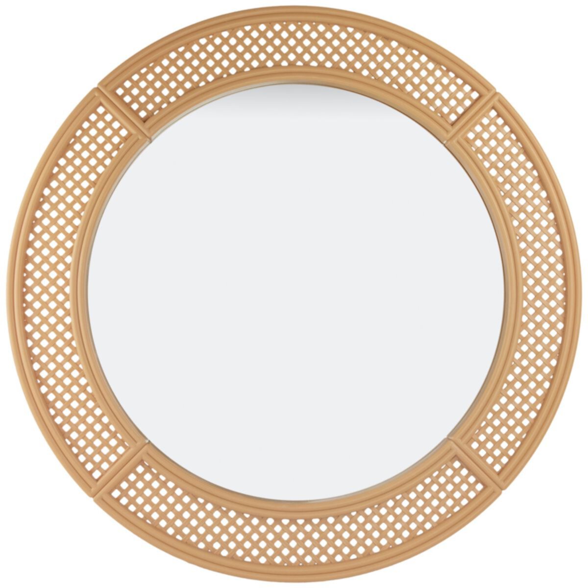 30&#34; Round Rattan Weave Style Wall Mirror Christmas Central