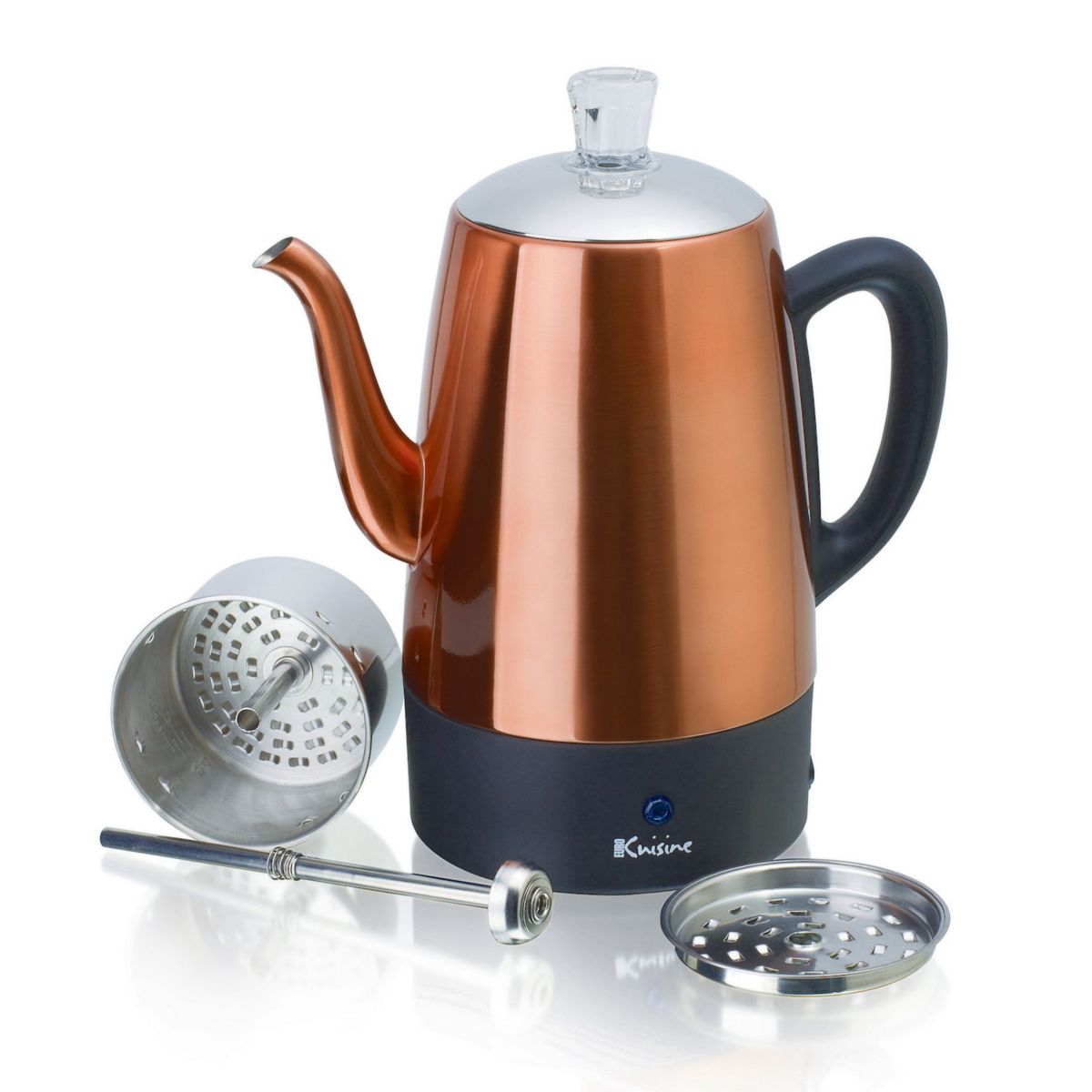 Electric 8 Cup Percolator -  Copper Finish - 800 Watts Euro Cuisine