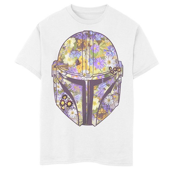 Детская Футболка Star Wars The Mandalorian Mando Flower Filled Helmet Star Wars