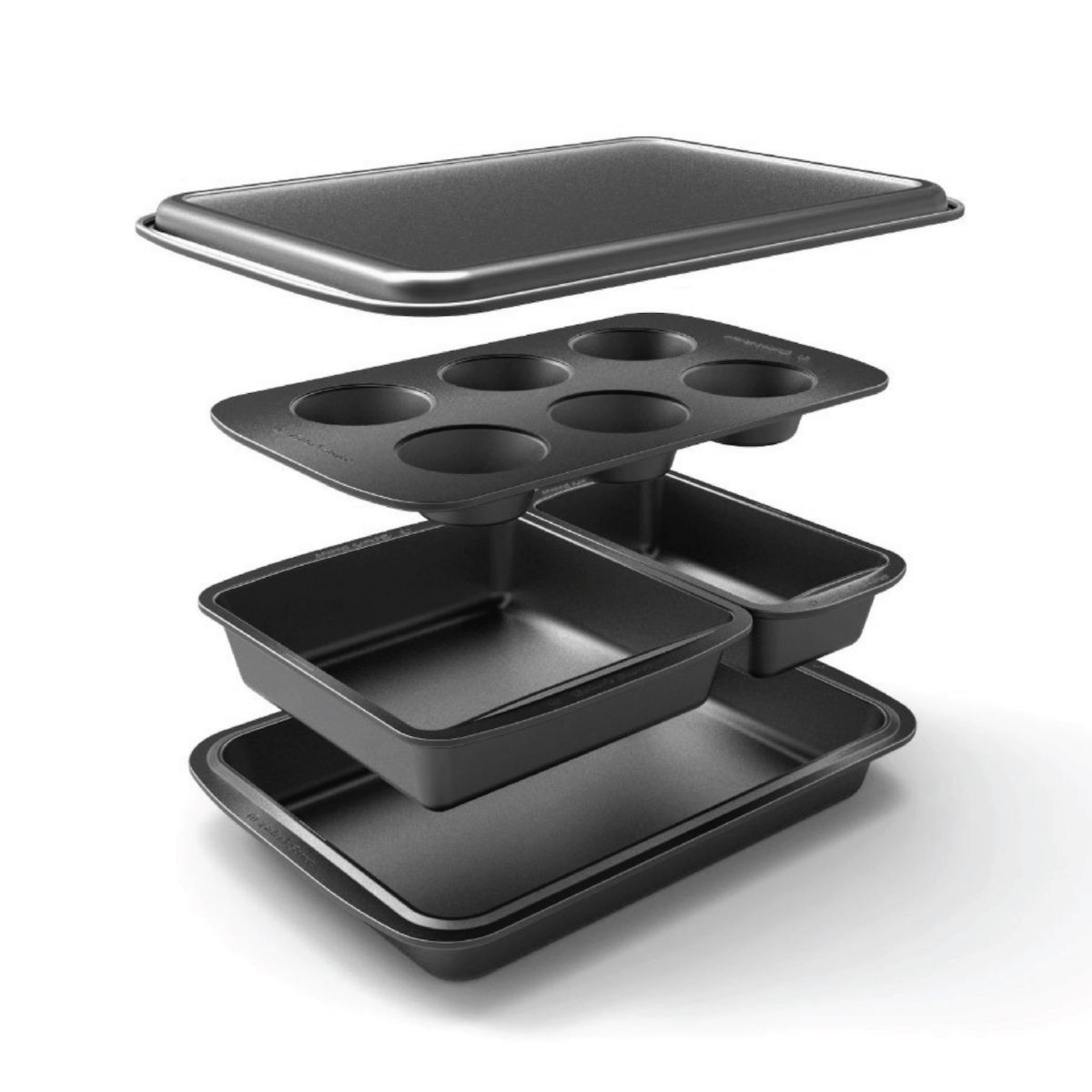 Baker's Secret Non-stick Set of 5 Pans 15.16&#34; x2.91&#34;x10.63&#34; Essentials Line Carbon Steel Baker's Secret