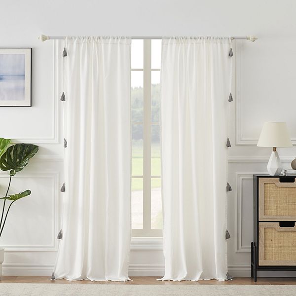 Greenland Home Fashions Monterrey Antique White Set of 2 Window Curtain Panels Greenland Home Fashions