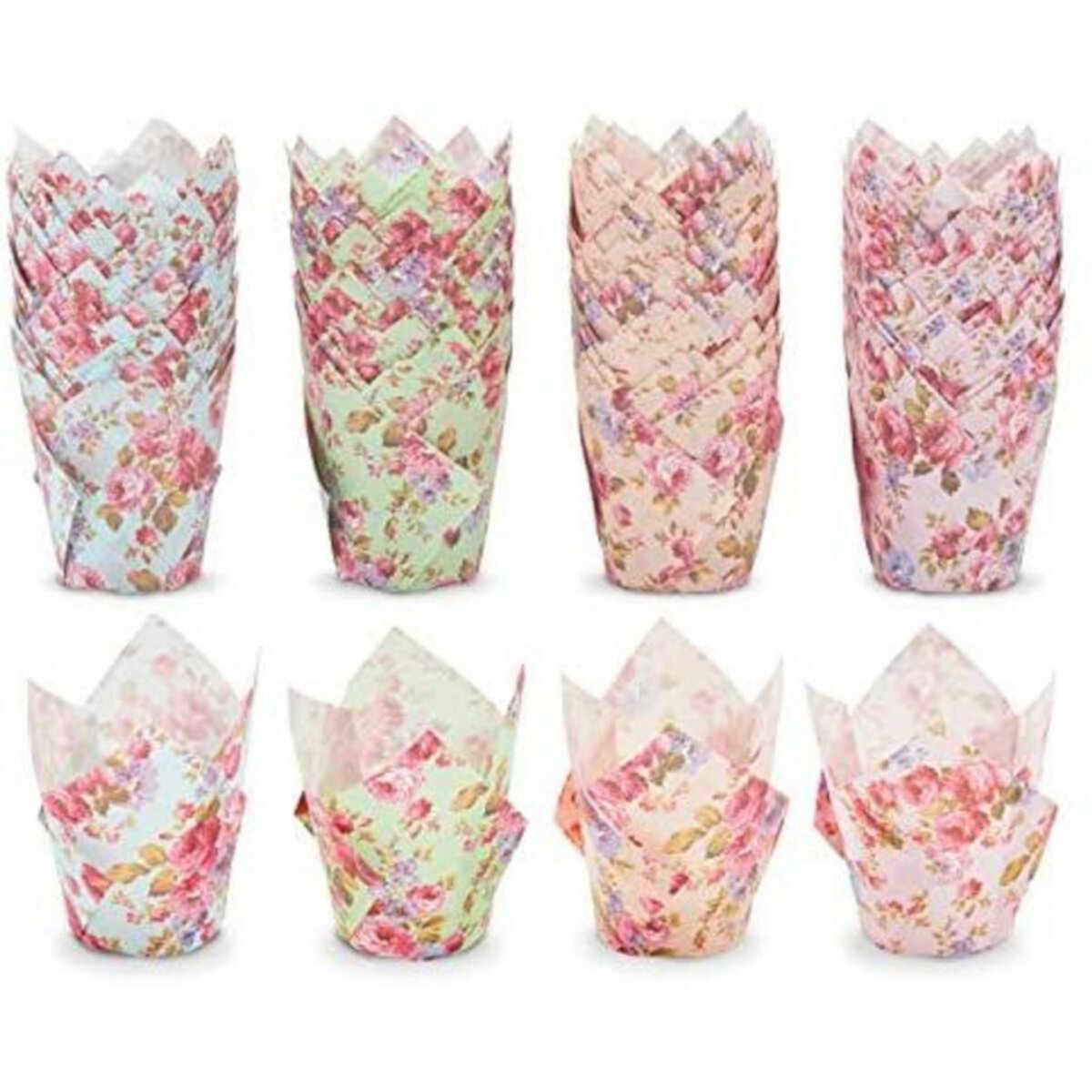 200 Pack Tulip Cupcake Liners, Floral Baking Cups For Birthday And Wedding Sparkle and Bash