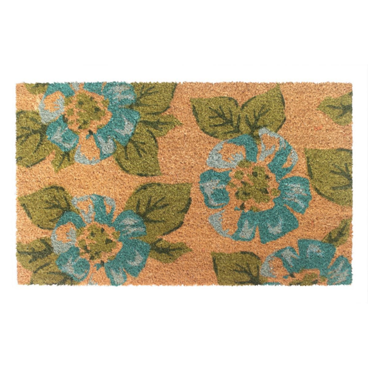 RugSmith Blue Floral Doormat RugSmith