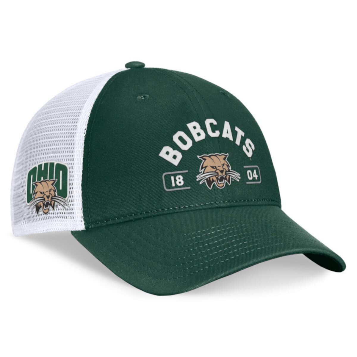 Мужская регулируемая бейсболка Free Kick Trucker в зелено-белой гамме, Ohio Bobcats Top of the World