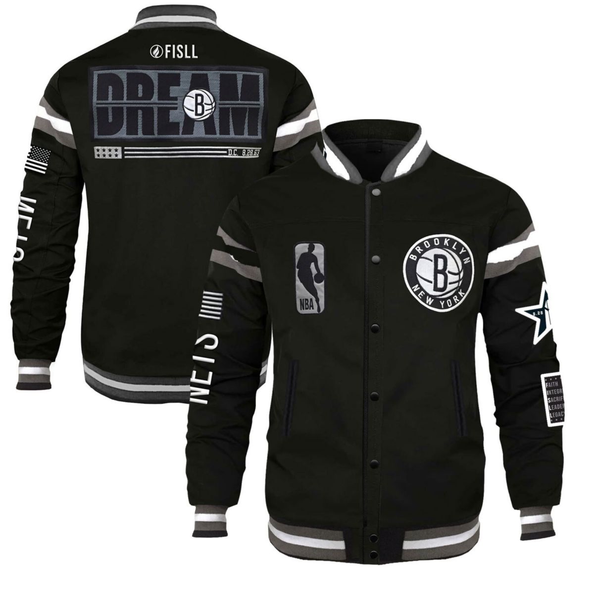 Унисекс куртка средней плотности с кнопками FISLL x Black History Collection Brooklyn Nets Fisll