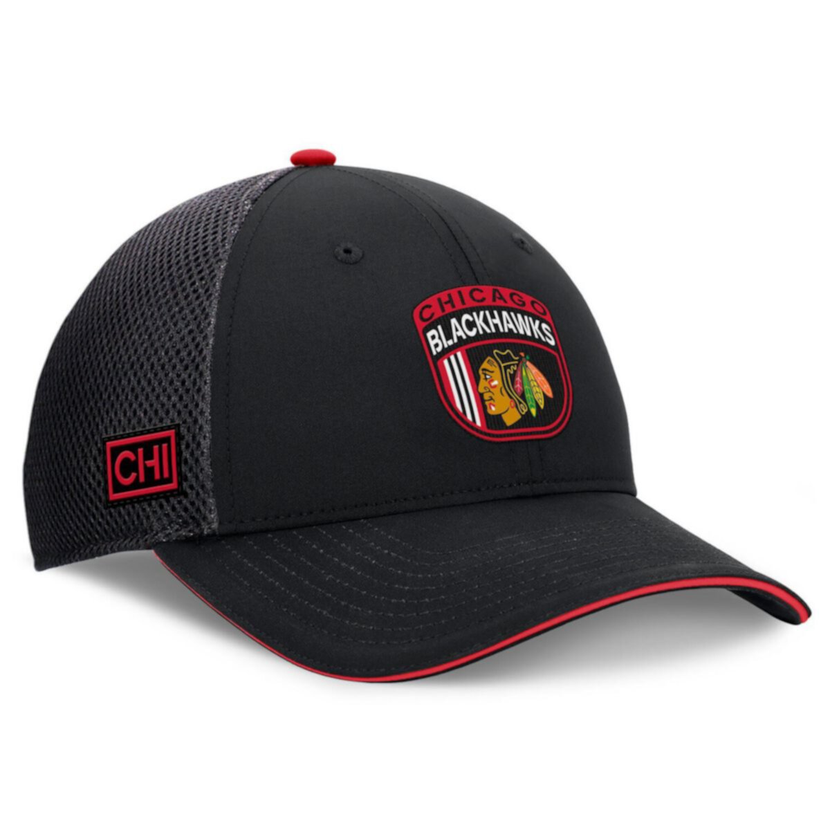 Кепка Fanatics Black Chicago Blackhawks 2024 NHL Draft On Stage Trucker Adjustable Fanatics Brands - White Label