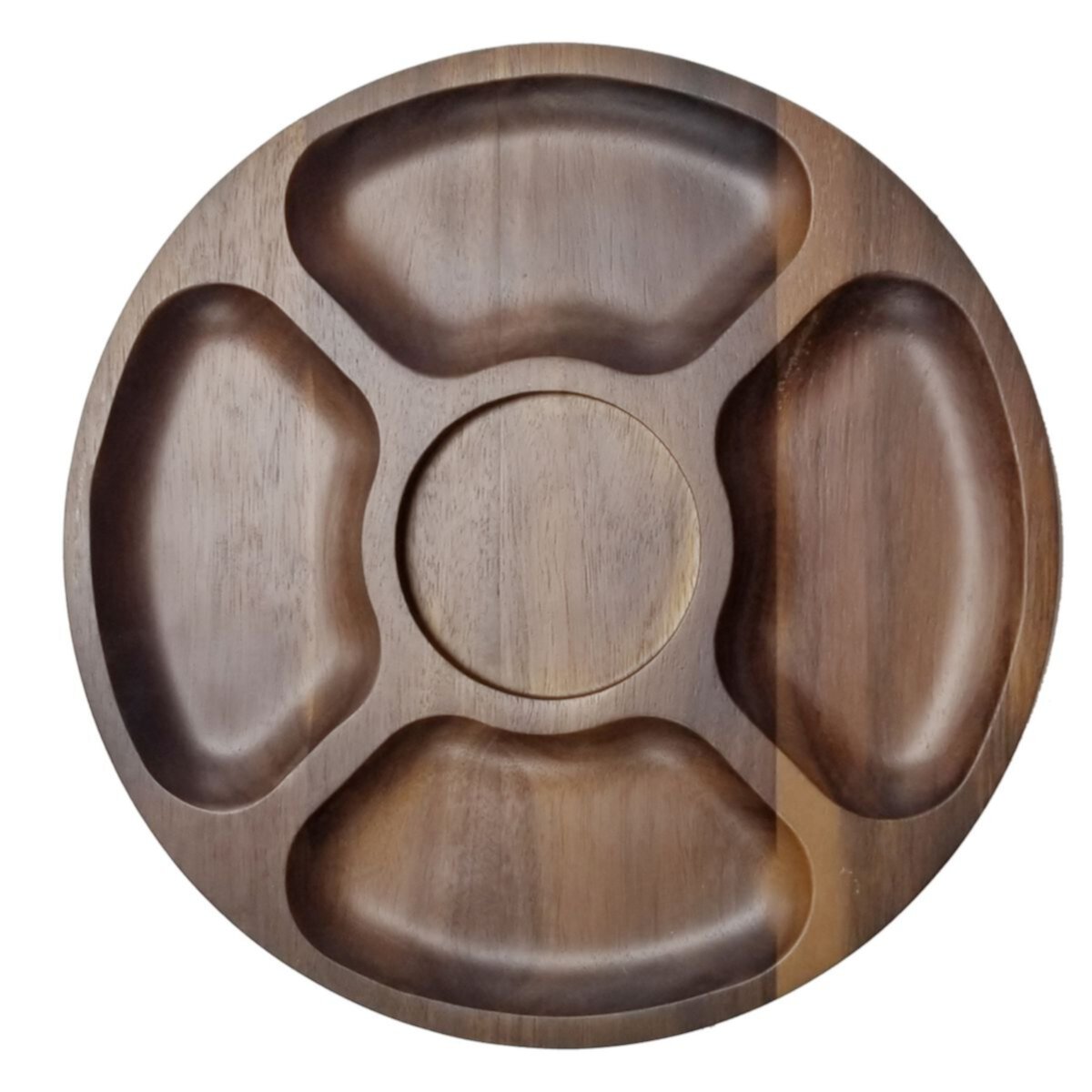 BergHOFF 13-in. Round Divided Acacia Wood Tray BergHOFF