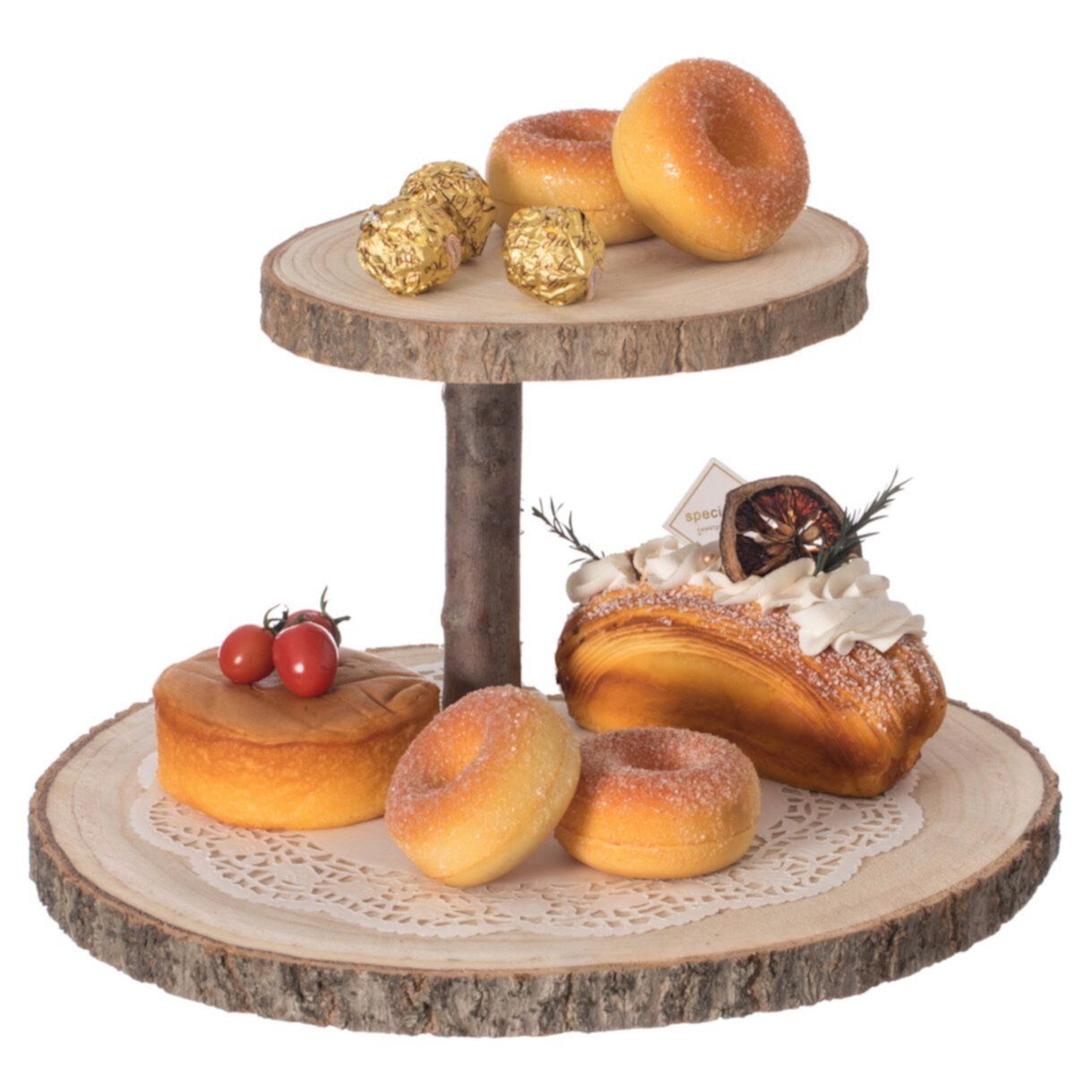 Two Tier Natural Tree Bark Server Tray with Rustic Appeal, Two Sizes Trays Vintiquewise