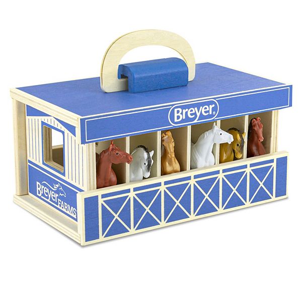 Фигурка героя для детей BREYER - Деревянный конюшенный набор Breyer Farms с 6 лошадками BREYER