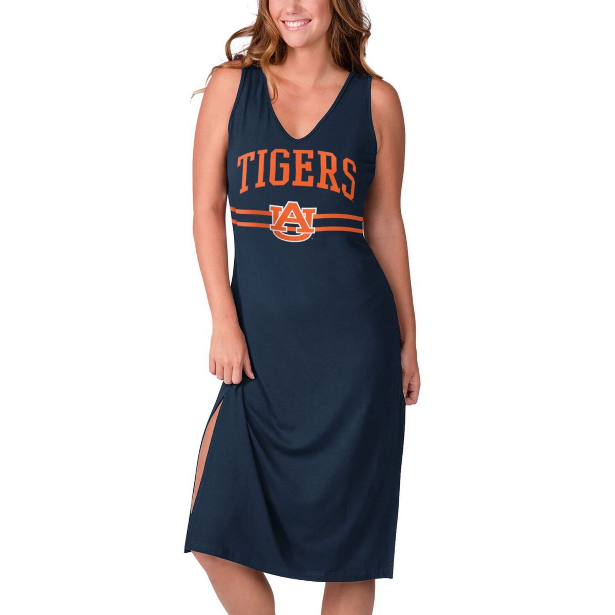 Женское Платье G-III 4Her by Carl Banks Темно-синее Auburn Tigers Training V-Neck Maxi In The Style