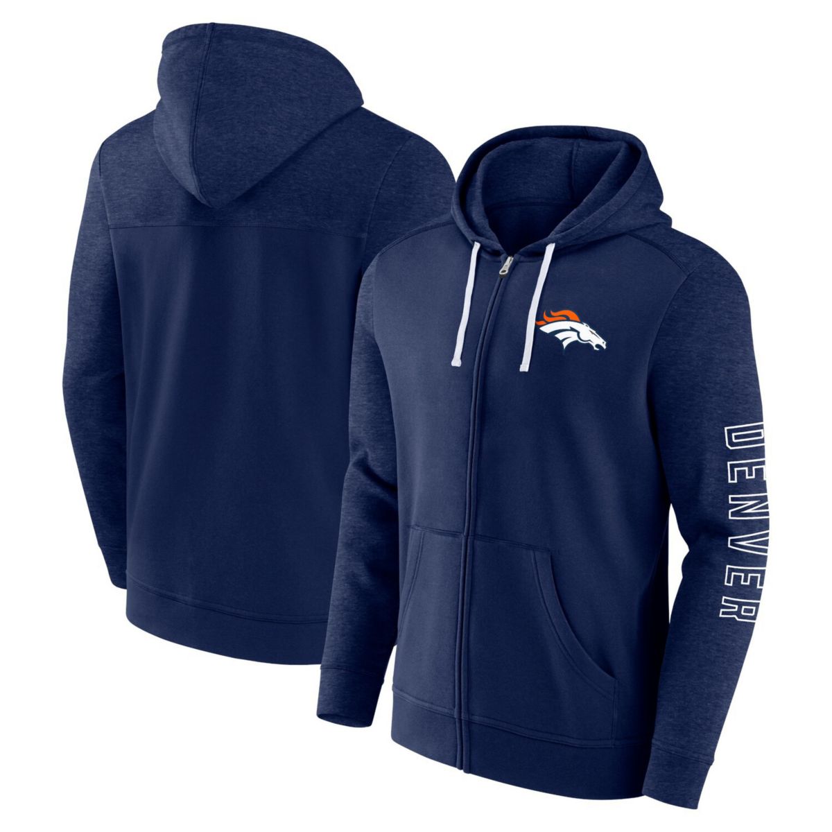 Мужская Футболка Fanatics Denver Broncos Offensive Lineup Hoodie Полная Застежка Fanatics