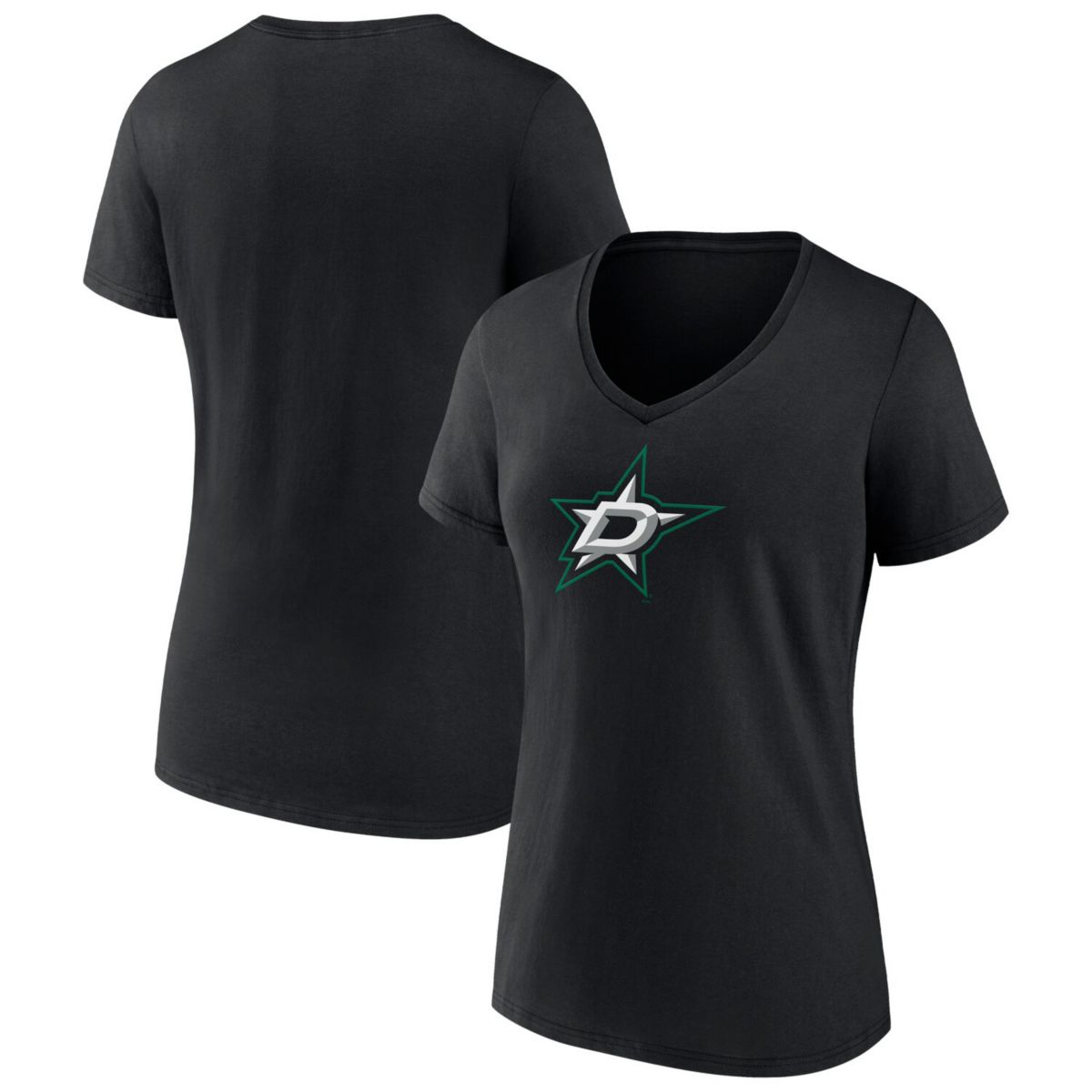 Женская Футболка Fanatics Black Dallas Stars Primary Logo Team V-Neck Fanatics Brands - White Label