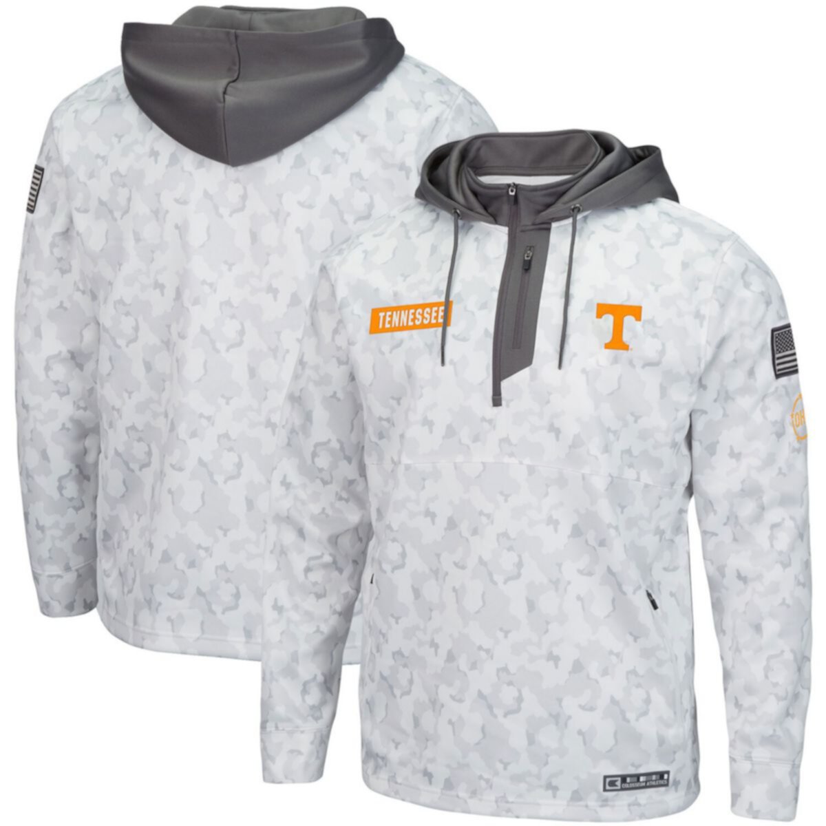 Мужская Футболка Colosseum Arctic Camo Tennessee Volunteers OHT Military Appreciation Quarter-Zip Hoodie Colosseum