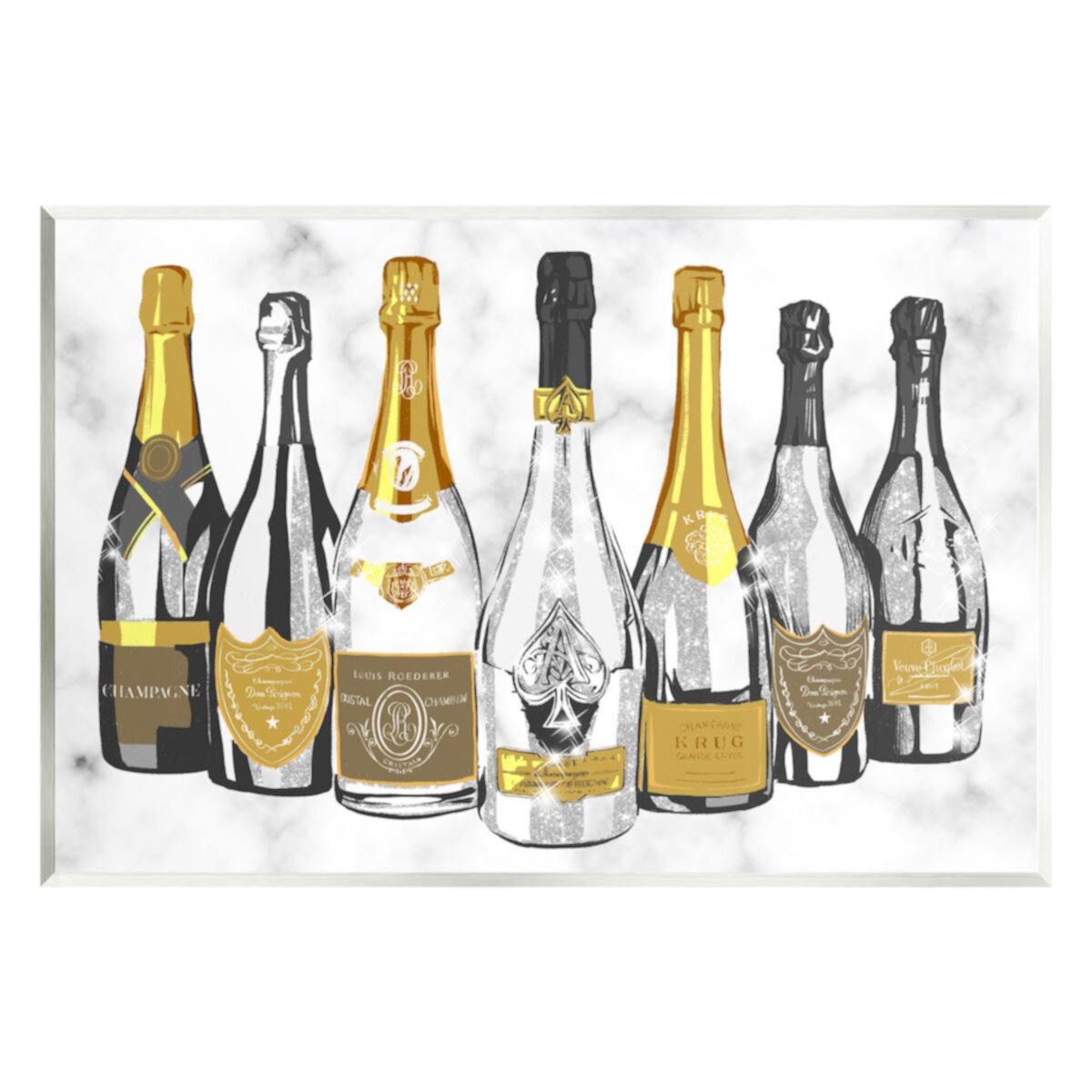 Stupell Home Decor Radiant Glam Twinkle Champagne Bottles Framed Wall Art Stupell Home Decor