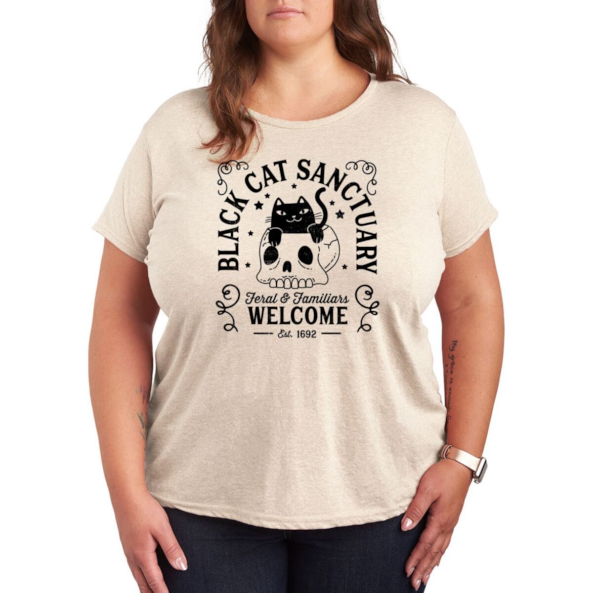 Женская Футболка Unbranded Plus Size Black Cat Sanctuary Unbranded