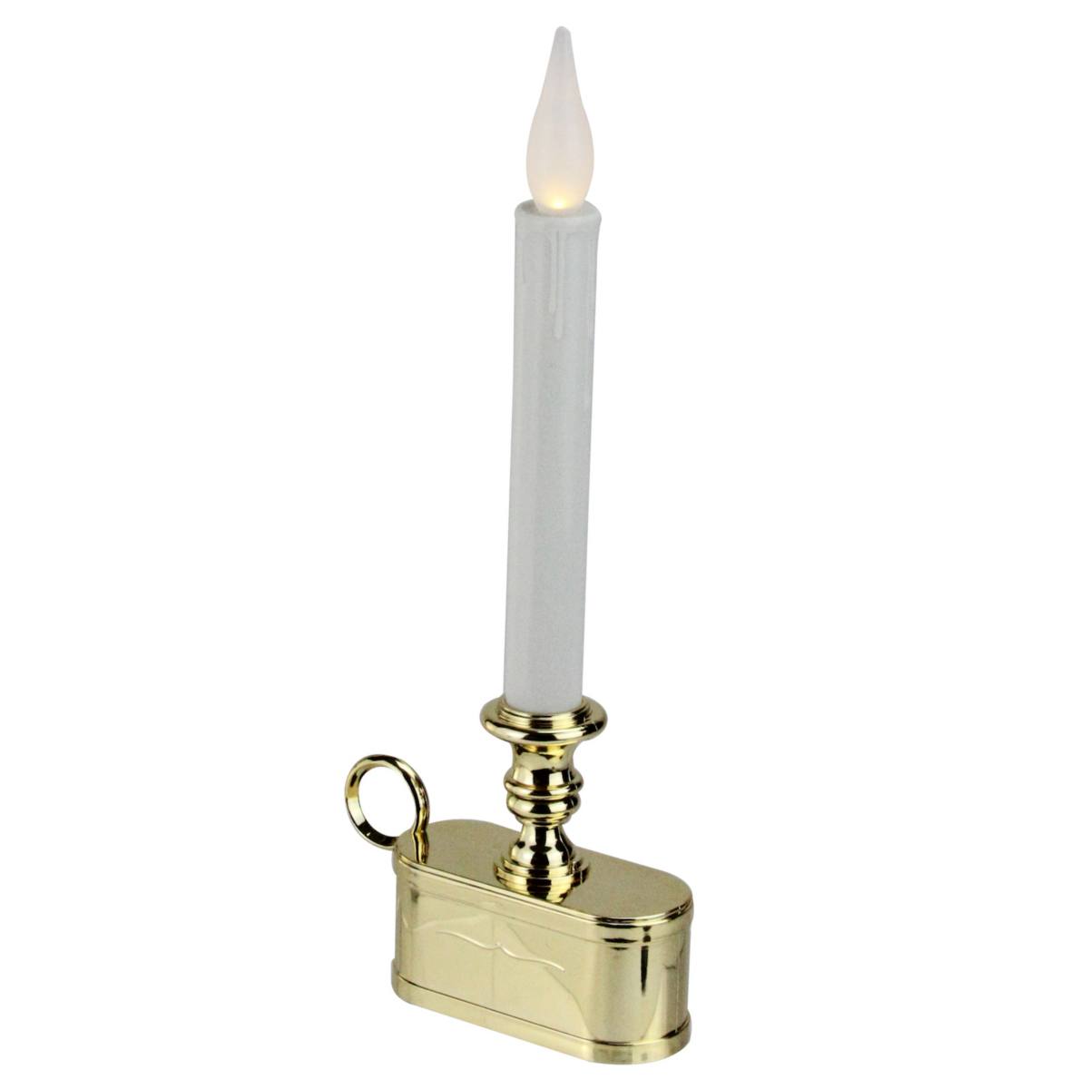 11&#34; Battery Operated White and Gold LED Christmas Candle Lamp with Toned Base Brite Star