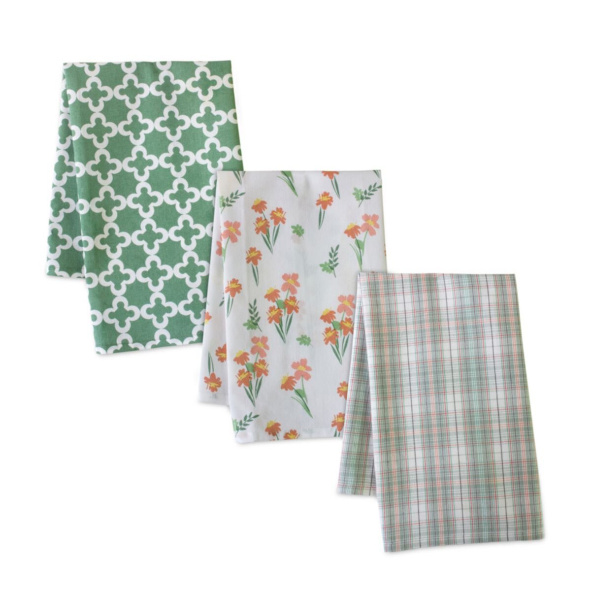 Floral Plaid Tea Towel (set Of 3) Slickblue