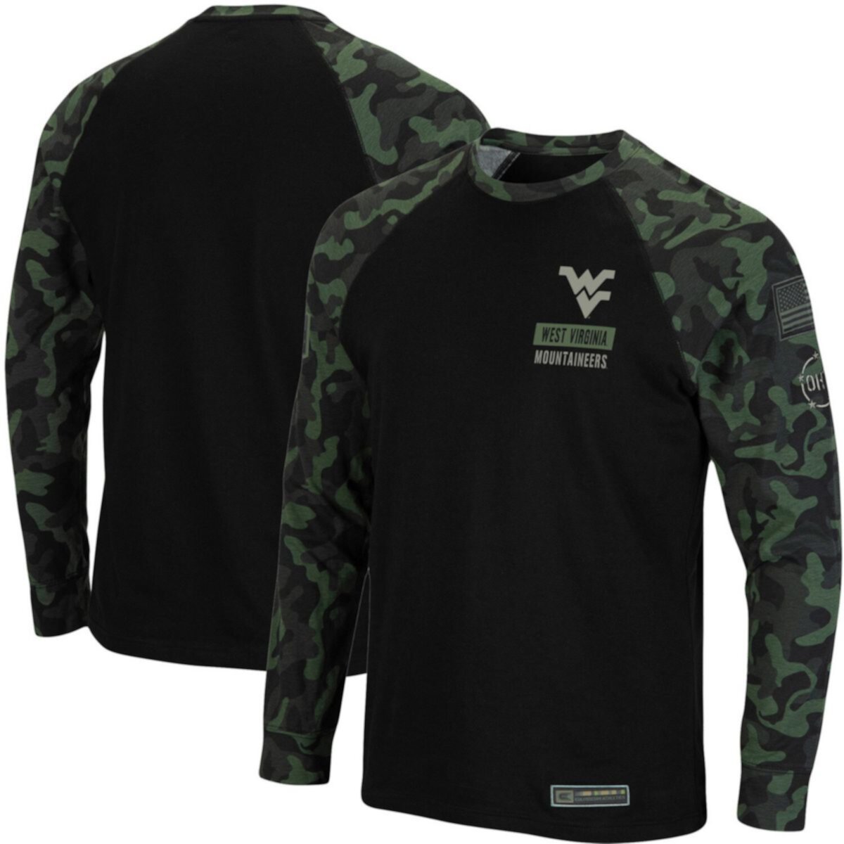 Мужская Футболка Colosseum Черная Wisconsin Badgers OHT Military Appreciation Camo Raglan Colosseum