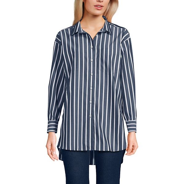 Женская Блузка Lands' End No Iron Oversized Tunic Button Down Shirt Lands' End