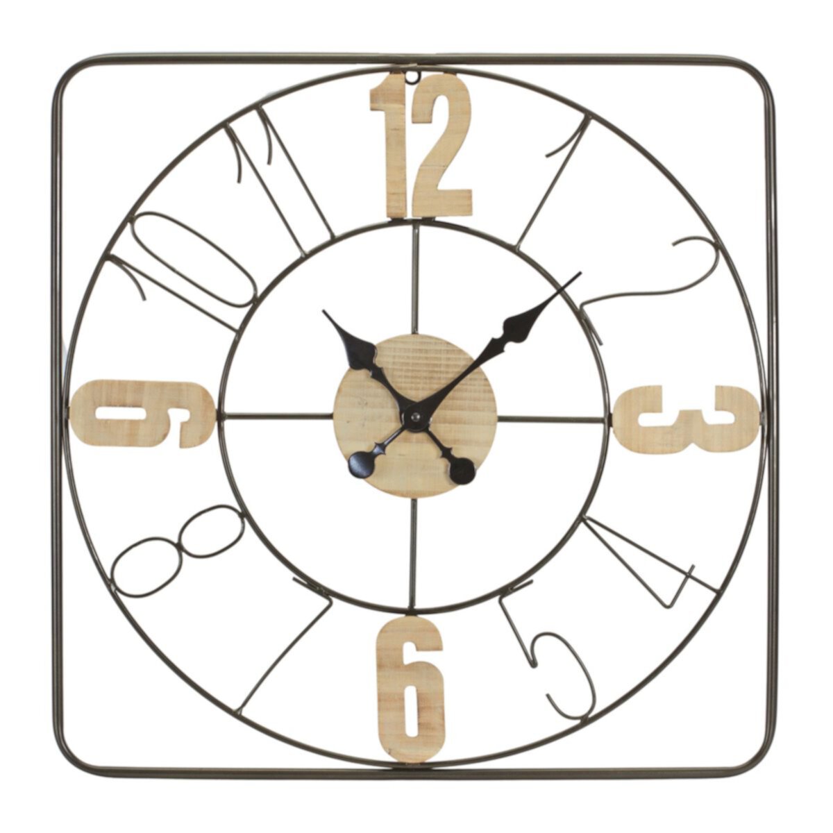 Modern Metal Frame Wall Clock With Natural Wood Accents 23.5&#34;d Slickblue