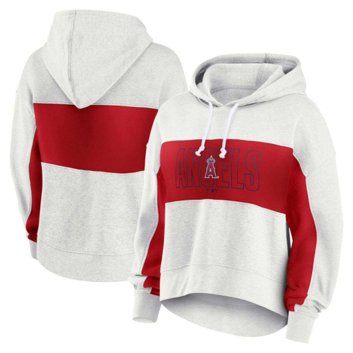 Женская Футболка Fanatics Oatmeal Los Angeles Angels Up For It Fleece Pullover Hoodie Fanatics Brands - White Label