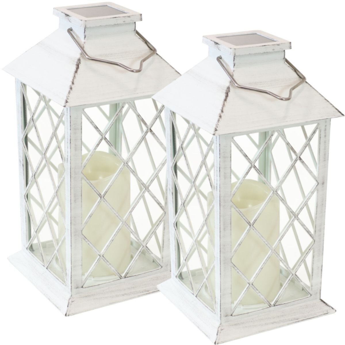 Sunnydaze Set Of 2 Concord Solar Lantern With Candle - 11&#34; Sunnydaze Decor