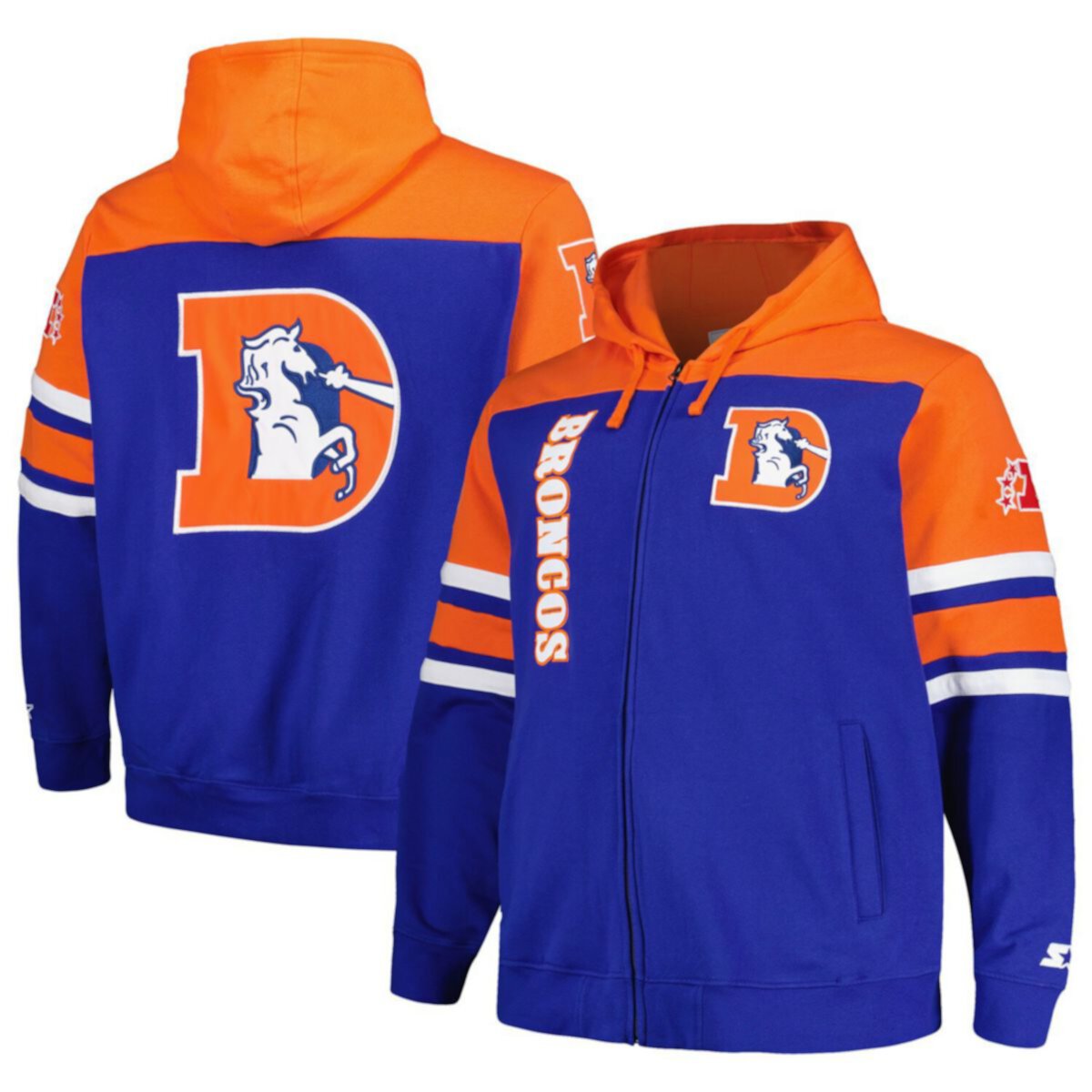 Мужская Футболка Starter Extreme Full-Zip Royal/Orange Denver Broncos Starter