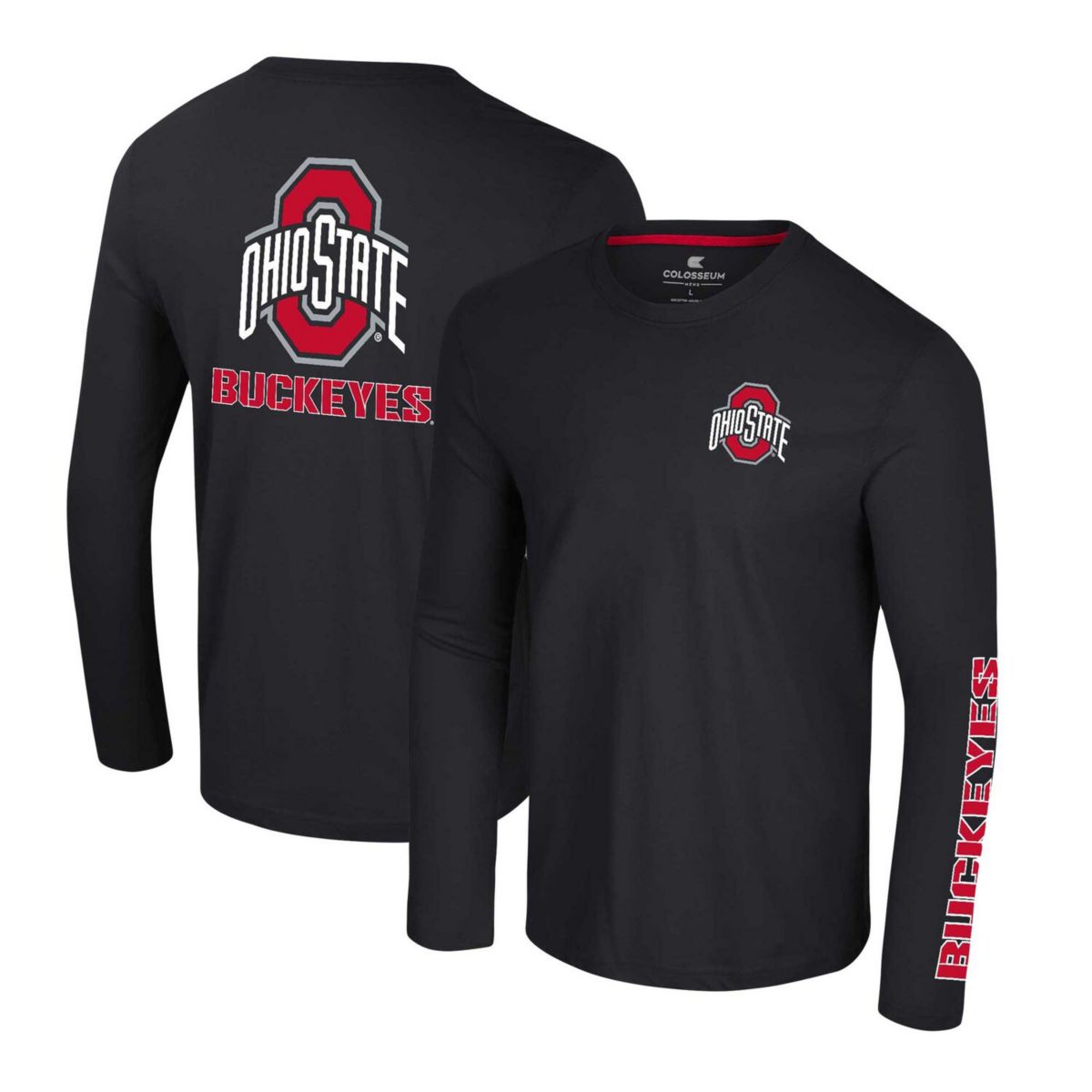 Мужская Футболка Colosseum Black Ohio State Buckeyes Logo Lockup 3-Hit Active Blend Colosseum