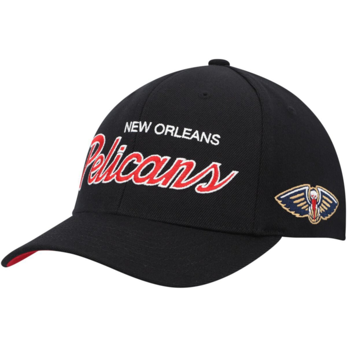 Кепка Mitchell & Ness Черная New Orleans Pelicans MVP Team Script 2.0 Stretch Snapback Mitchell & Ness