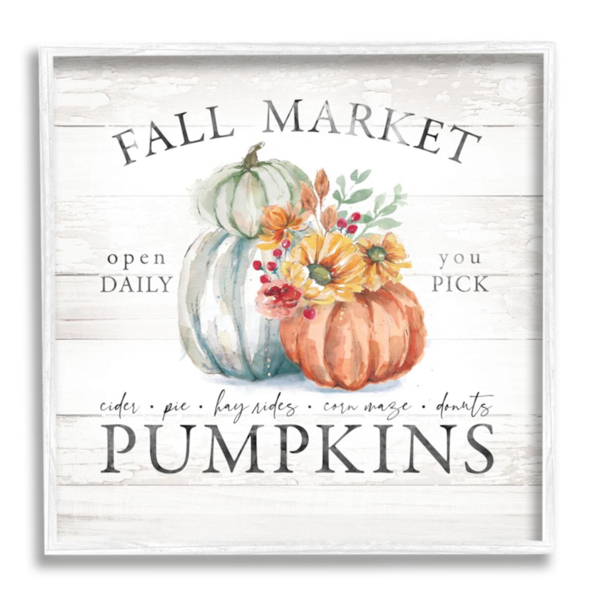 Stupell Home Decor Fall Market Pumpkins White Framed Wall Art Stupell Home Decor