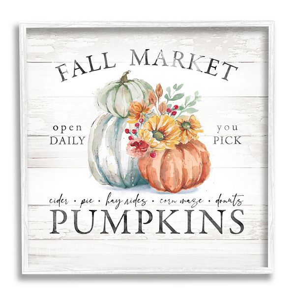 Stupell Home Decor Fall Market Pumpkins White Framed Wall Art Stupell Home Decor