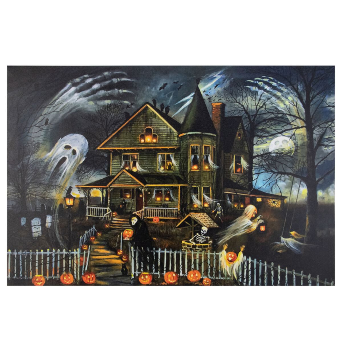 Northlight LED Lit Creepy Haunted House Halloween Canvas Wall Art Northlight