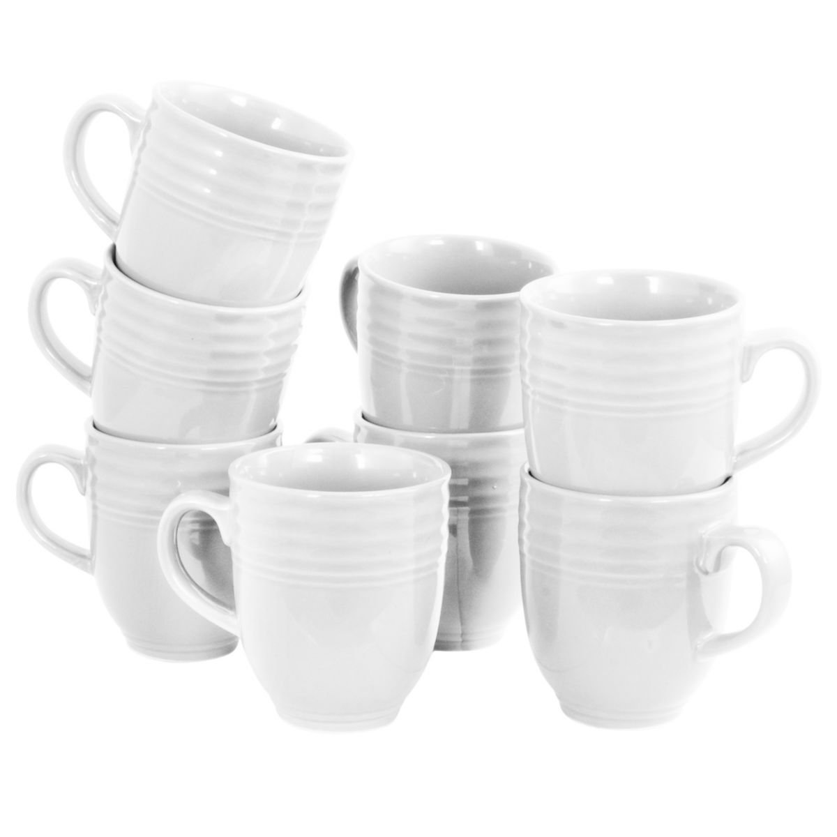 Gibson Everyday Plaza Cafe 15 oz Mug Set in White, Set of 8 Gibson Home