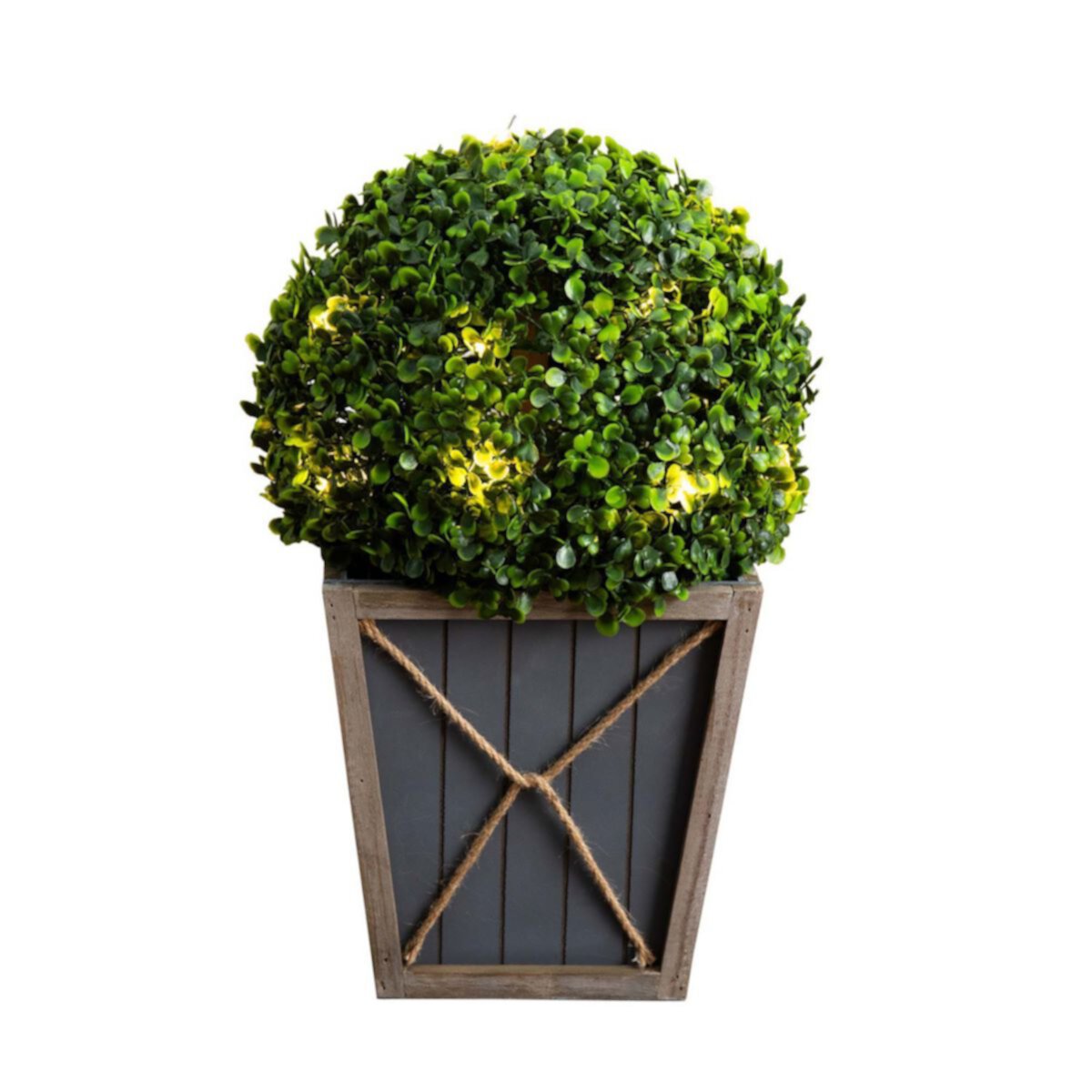 nearly natural LED Lighted Artificial Boxwood Ball Topiary Planter Floor Decor NEARLY NATURAL