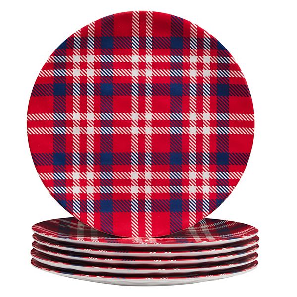 Certified International Patriotic Plaid 6-pc. Melamine Dinner Plate Set Certified International