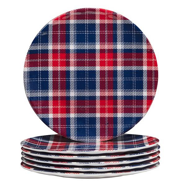 Certified International Patriotic Plaid 6-pc. Melamine Salad Plate Set Certified International