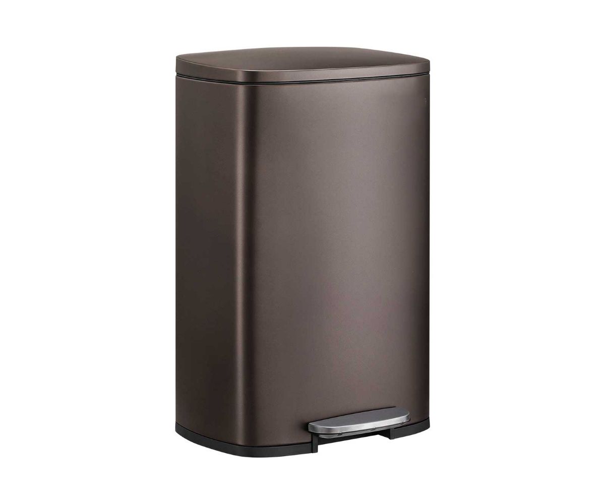 13 Gallon Brown Step Open Trash Can For Kitchen Slickblue